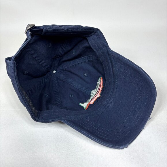 Simms Fishing Idaho Angler Blue Embroidered Trout Distressed Strapback Cap Hat - Picture 6 of 7